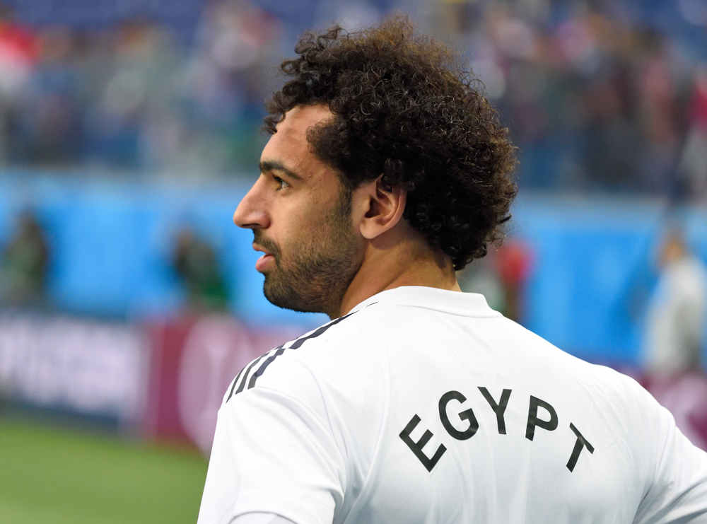Der ägyptische Fußballspieler Salah bei der WM 2018 im Spiel Russland gegen Ägypten